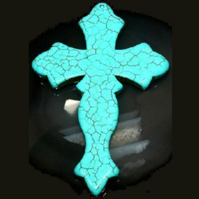 Cx 3153b croix chretienne crucifix 60x78mm blue turquoise pendant achat vente