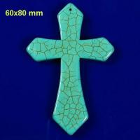 Cx 3232a croix chretienne crucifix 60x80mm blue turquoise pendant achat vente