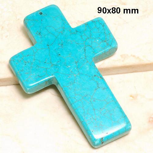Cx 3233a croix chretienne crucifix 60x80mm blue turquoise pendant achat vente