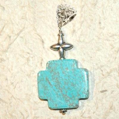 Cx 3234d croix chretienne crucifix 25x25mm blue turquoise pendant achat vente