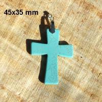 Cx 3238a croix chretienne crucifix 45x35mm blue turquoise pendant achat vente