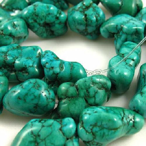 Ptq 035a lot 24 perles turquoise naturelle bleue 12x15 achat vente loisirs creatifs