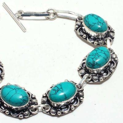 Tqa 381b bracelet 24gr 10x15mm turquoise achat vente bijou pierre naturelle argent 925 1