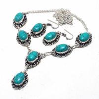 Tqa 384d collier boucles oreilles 39gr 10x15mm turquoise achat vente bijou argent 925 1