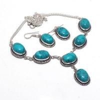 Tqa 385a collier boucles oreilles 39gr 14x18mm turquoise achat vente bijou argent 925 1