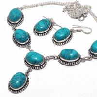 Tqa 385b collier boucles oreilles 39gr 14x18mm turquoise achat vente bijou argent 925 1