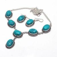 Tqa 385d collier boucles oreilles 39gr 14x18mm turquoise achat vente bijou argent 925 1