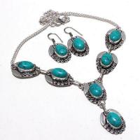 Tqa 394a collier boucles oreilles 33gr 10x15mm turquoise achat vente bijou argent 925 1