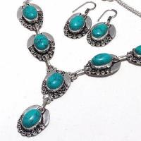 Tqa 394b collier boucles oreilles 33gr 10x15mm turquoise achat vente bijou argent 925 1