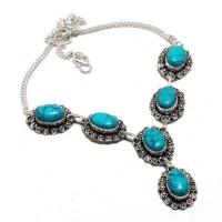 Tqa 411a collier parure sautoir 32gr 10x15mm turquoise achat vente bijou argent 925 1