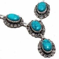 Tqa 411c collier parure sautoir 32gr 10x15mm turquoise achat vente bijou argent 925 1