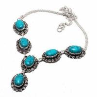 Tqa 411d collier parure sautoir 32gr 10x15mm turquoise achat vente bijou argent 925 1