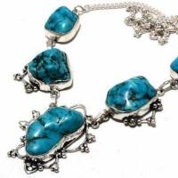 Tqa 417b collier parure sautoir 36gr 20x15mm turquoise achat vente bijou argent 925 1