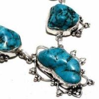 Tqa 417c collier parure sautoir 36gr 20x15mm turquoise achat vente bijou argent 925 1