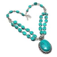 Tqa 420a collier parure sautoir 56gr pendentif 26x38mm turquoise achat vente bijou argent 925 1