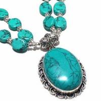 Tqa 420c collier parure sautoir 56gr pendentif 26x38mm turquoise achat vente bijou argent 925 1