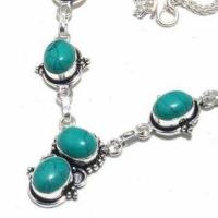 Tqa 422b collier parure sautoir 20gr 10x8mm turquoise achat vente bijou argent 925 1