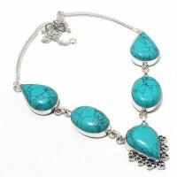 Tqa 423a collier parure sautoir 39gr pendentif 20x28mm turquoise achat vente bijou argent 925 1