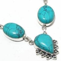 Tqa 423c collier parure sautoir 39gr pendentif 20x28mm turquoise achat vente bijou argent 925 1