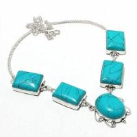 Tqa 424a collier parure sautoir 45gr pendentif 20x25mm turquoise achat vente bijou argent 925 1