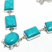 Tqa 424b collier parure sautoir 45gr pendentif 20x25mm turquoise achat vente bijou argent 925 1