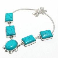 Tqa 424d collier parure sautoir 45gr pendentif 20x25mm turquoise achat vente bijou argent 925 1