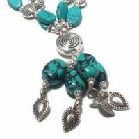 Tqa 425c collier parure sautoir 2rangs 4xpendants 45gr 8x12mm turquoise vente bijou argent 925 1