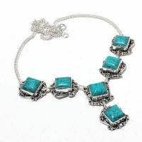 Tqa 426a collier parure sautoir 33gr 14x14mm turquoise achat vente bijou argent 925 1