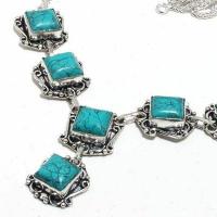 Tqa 426b collier parure sautoir 33gr 14x14mm turquoise achat vente bijou argent 925 1