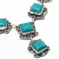 Tqa 426c collier parure sautoir 33gr 14x14mm turquoise achat vente bijou argent 925 1