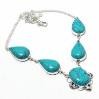 Tqa 427a collier parure sautoir 36gr 18x28mm turquoise achat vente bijou argent 925 1