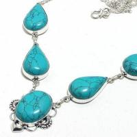 Tqa 427b collier parure sautoir 36gr 18x28mm turquoise achat vente bijou argent 925 1