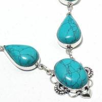 Tqa 427c collier parure sautoir 36gr 18x28mm turquoise achat vente bijou argent 925 1