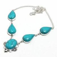 Tqa 427d collier parure sautoir 36gr 18x28mm turquoise achat vente bijou argent 925 1