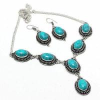 Tqa 431a collier boucles oreilles 45gr 10x15mm turquoise achat vente bijou argent 925 1