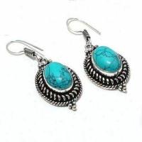 Tqa 431c collier boucles oreilles 45gr 10x15mm turquoise achat vente bijou argent 925 1