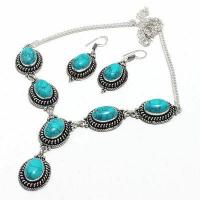 Tqa 431d collier boucles oreilles 45gr 10x15mm turquoise achat vente bijou argent 925 1