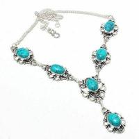 Tqa 432a collier parure sautoir 30gr 10x15mm turquoise achat vente bijou argent 925 1