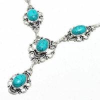 Tqa 432b collier parure sautoir 30gr 10x15mm turquoise achat vente bijou argent 925 1