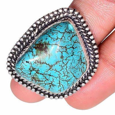 Tqa 436c bague chevaliere t60 13gr 25x30mm turquoise achat vente pierre naturelle argent 925 1