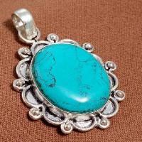 Tqa 444a pendentif pendant 11gr 20x25mm turquoise bleue achat vente bijou argent 925 1