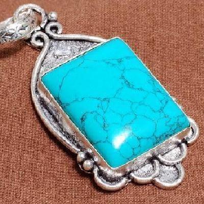 Tqa 445c pendentif pendant 14gr 22x28mm turquoise bleue achat vente bijou argent 925 1