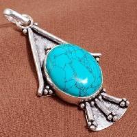 Tqa 446a pendentif pendant 15gr 22x28mm turquoise bleue achat vente bijou argent 925 1