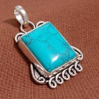 Tqa 447a pendentif pendant 12gr 20x26mm turquoise bleue achat vente bijou argent 925 1