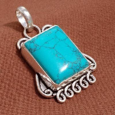 Tqa 447a pendentif pendant 12gr 20x26mm turquoise bleue achat vente bijou argent 925 1