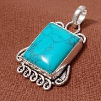 Tqa 447b pendentif pendant 12gr 20x26mm turquoise bleue achat vente bijou argent 925 1