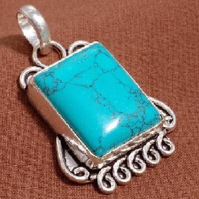 Tqa 447c pendentif pendant 12gr 20x26mm turquoise bleue achat vente bijou argent 925 1