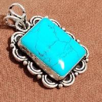 Tqa 448a pendentif pendant 11gr 20x25mm turquoise bleue achat vente bijou argent 925 1