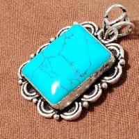 Tqa 448b pendentif pendant 11gr 20x25mm turquoise bleue achat vente bijou argent 925 1