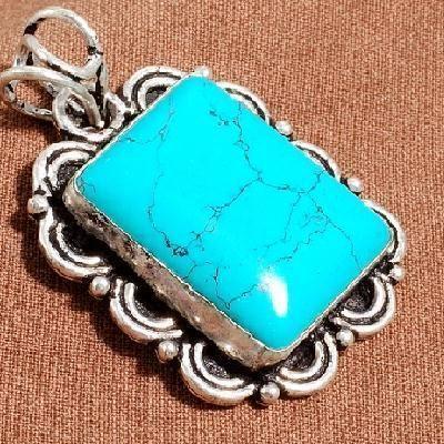 Tqa 448c pendentif pendant 11gr 20x25mm turquoise bleue achat vente bijou argent 925 1